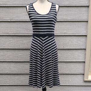 Boden Striped Navy and White Sleeveless Dress
